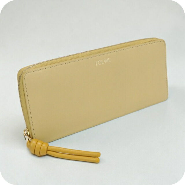 Used LOEWE long wallet round zipper ladies brand LOEWE knot zip around yellow USDLO111692011