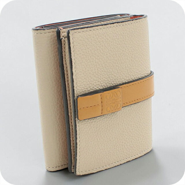 中古 ロエベ 三つ折り財布 三折財布 レディース ブランド LOEWE トライフォールド　ウォレット ベージュ USDLO112153011