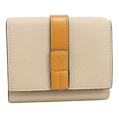 中古 ロエベ 三つ折り財布 三折財布 レディース ブランド LOEWE アナグラム トライフォールドウォレット ベージュ USDLO113204011