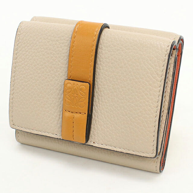 中古 ロエベ 三つ折り財布 三折財布 レディース ブランド LOEWE アナグラム トライフォールドウォレット ベージュ USDLO113204011