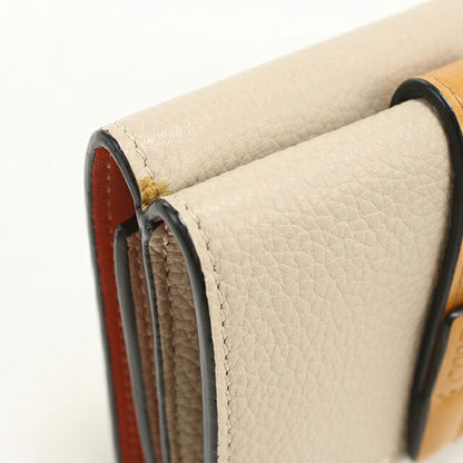 中古 ロエベ 三つ折り財布 三折財布 レディース ブランド LOEWE アナグラム トライフォールドウォレット ベージュ USDLO113204011