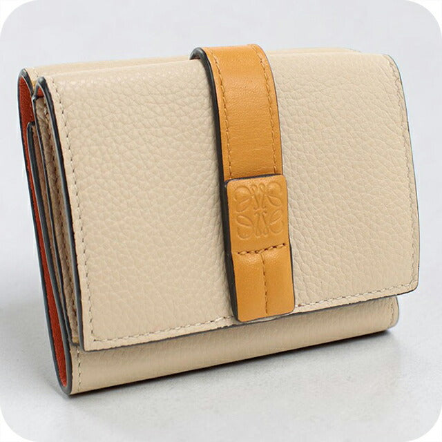 中古 ロエベ 三つ折り財布 三折財布 レディース ブランド LOEWE アナグラム トライフォールドウォレット ベージュ USDLO113204011