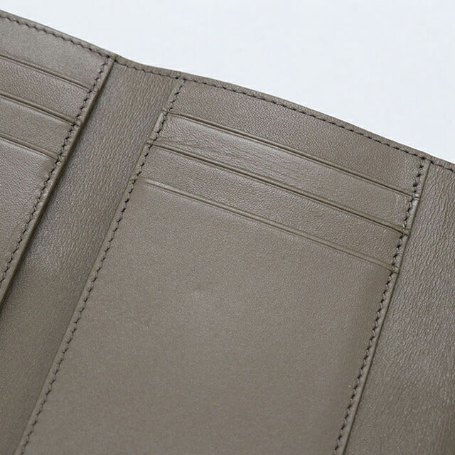 中古 ロエベ 三つ折り財布 三折財布 レディース ブランド LOEWE アナグラム バーティカル ウォレット スモール レザー グレー USDLO113615011