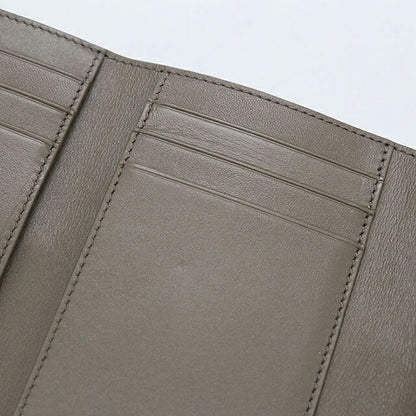 中古 ロエベ 三つ折り財布 三折財布 レディース ブランド LOEWE アナグラム バーティカル ウォレット スモール レザー グレー USDLO113615011