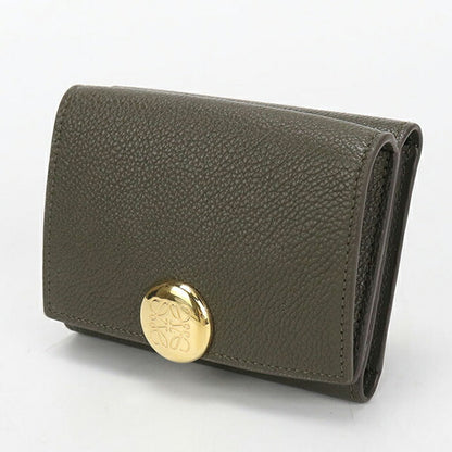 中古 ロエベ 三つ折り財布 三折財布 レディース ブランド LOEWE トライフォールド ウォレット レザー CANBTR2X03 カーキ USDLO113978011