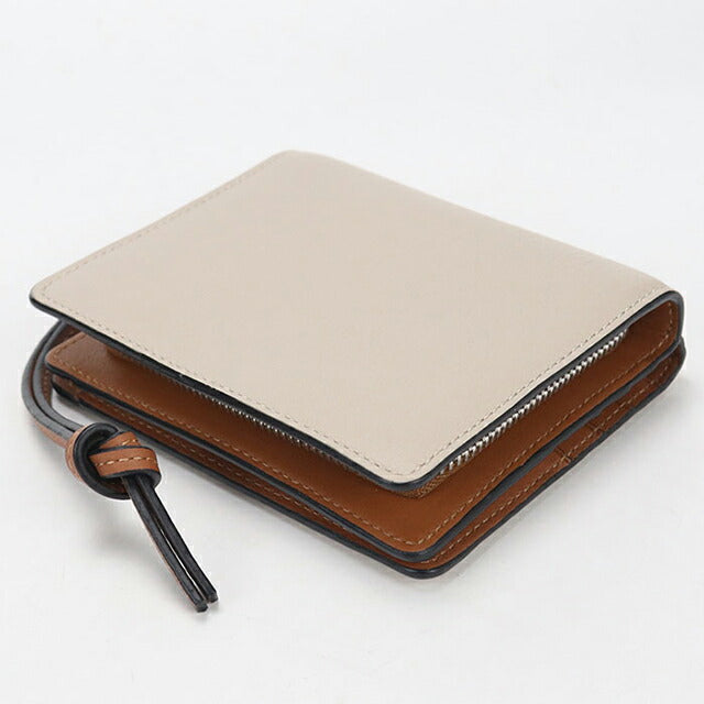 中古 ロエベ 二つ折り財布 二折財布 レディース ブランド LOEWE アナグラム レザー ベージュ USDLO114026011