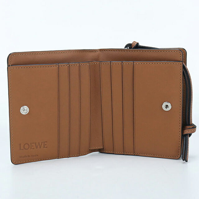中古 ロエベ 二つ折り財布 二折財布 レディース ブランド LOEWE アナグラム レザー ベージュ USDLO114026011