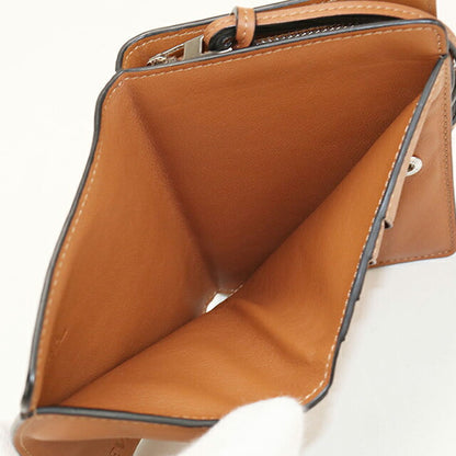 中古 ロエベ 二つ折り財布 二折財布 レディース ブランド LOEWE アナグラム レザー ベージュ USDLO114026011
