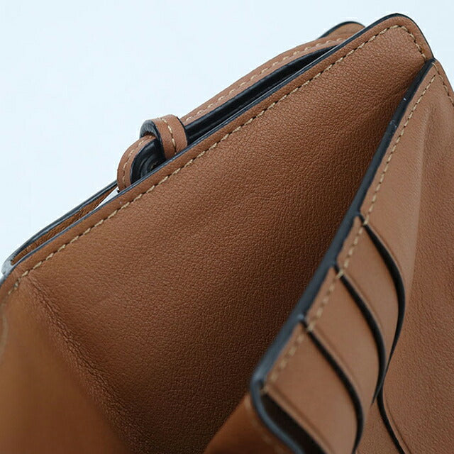 中古 ロエベ 二つ折り財布 二折財布 レディース ブランド LOEWE アナグラム レザー ベージュ USDLO114026011