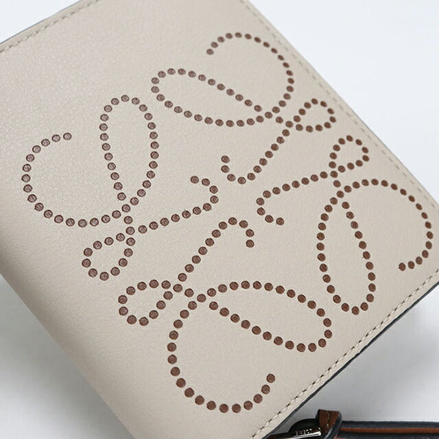 中古 ロエベ 二つ折り財布 二折財布 レディース ブランド LOEWE アナグラム レザー ベージュ USDLO114026011