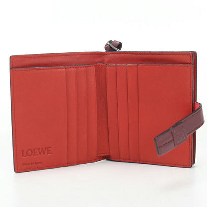 中古 ロエベ 二つ折り財布 二折財布 レディース ブランド LOEWE コンパクト ジップウォレット レザー C660Z41X01 レッド USDLO114356011