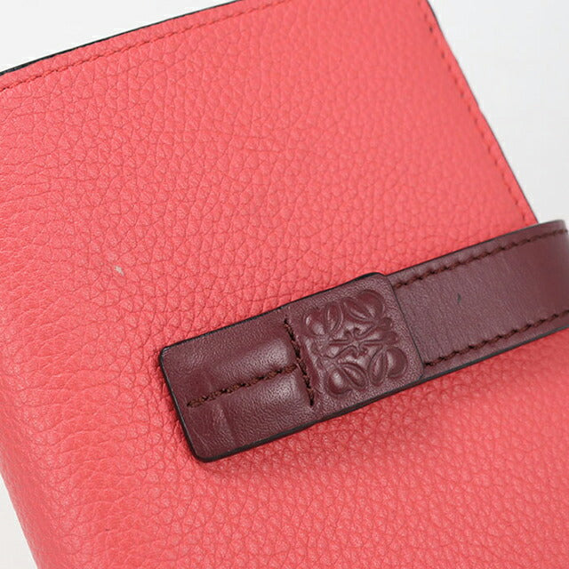 中古 ロエベ 二つ折り財布 二折財布 レディース ブランド LOEWE コンパクト ジップウォレット レザー C660Z41X01 レッド USDLO114356011