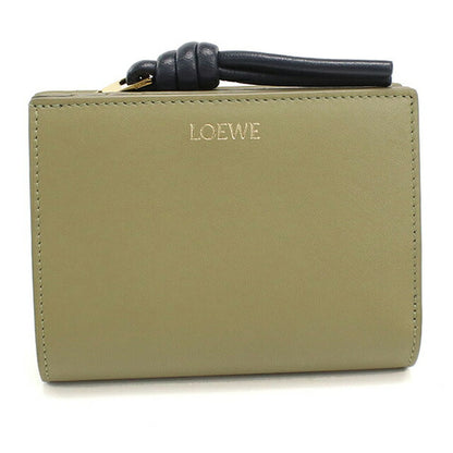 中古 ロエベ 二つ折り財布 二折財布 レディース ブランド LOEWE ノット コンパクトウォレット CEM1NCWX01 カーキ USDLO114702011