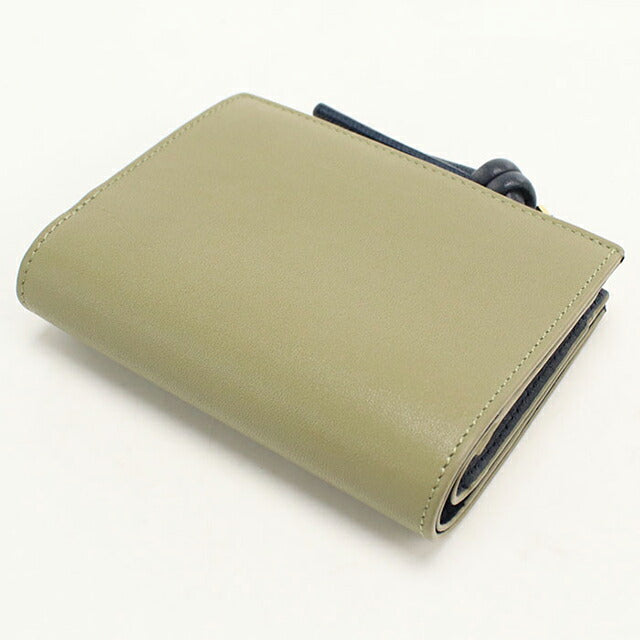 中古 ロエベ 二つ折り財布 二折財布 レディース ブランド LOEWE ノット コンパクトウォレット CEM1NCWX01 カーキ USDLO114702011