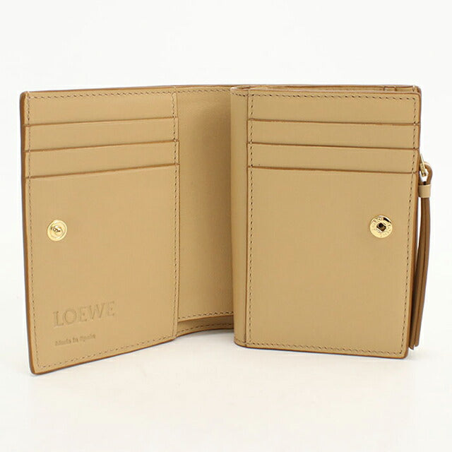 中古 ロエベ 二つ折り財布 二折財布 レディース ブランド LOEWE パズル コンパクトウォレット ベージュ USDLO114703011