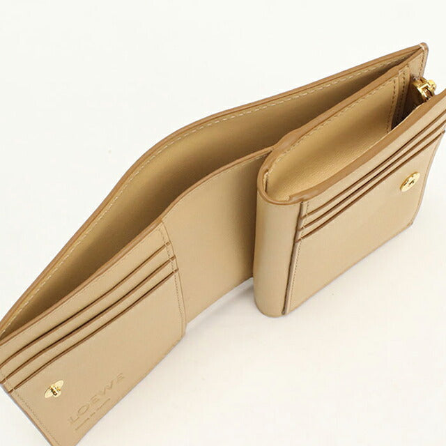 中古 ロエベ 二つ折り財布 二折財布 レディース ブランド LOEWE パズル コンパクトウォレット ベージュ USDLO114703011