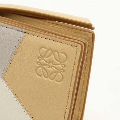 中古 ロエベ 二つ折り財布 二折財布 レディース ブランド LOEWE パズル コンパクトウォレット ベージュ USDLO114703011