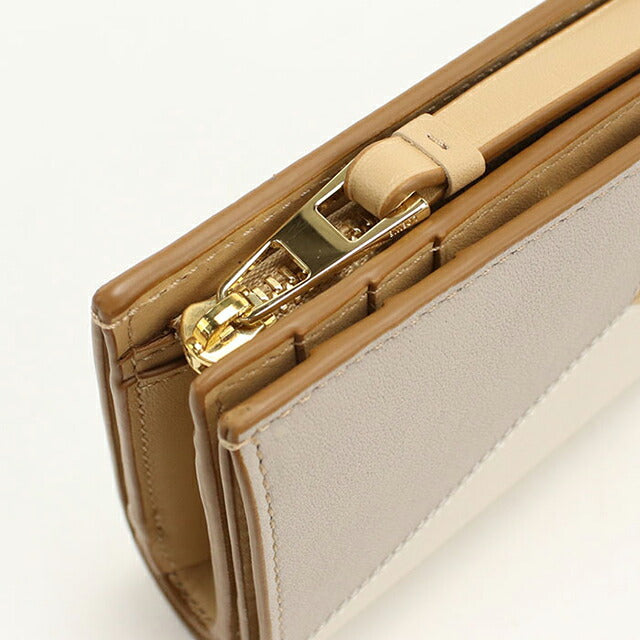 中古 ロエベ 二つ折り財布 二折財布 レディース ブランド LOEWE パズル コンパクトウォレット ベージュ USDLO114703011