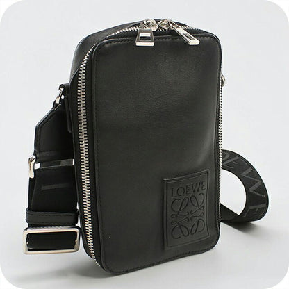 中古 ロエベ 斜め掛け ショルダーバッグ メンズ ブランド LOEWE アナグラム バーティカルクロスボディポケット C565S59X01 ブラック USDLO114845011