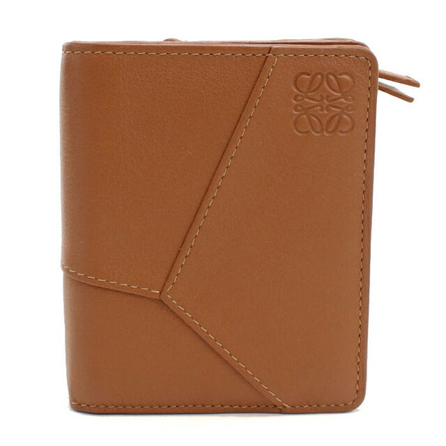 中古 ロエベ 二つ折り財布 二折財布 レディース ブランド LOEWE パズル コンパクトウォレット C510Z41X12 ブラウン USDLO115219011