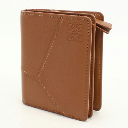 中古 ロエベ 二つ折り財布 二折財布 レディース ブランド LOEWE パズル コンパクトウォレット C510Z41X12 ブラウン USDLO115219011