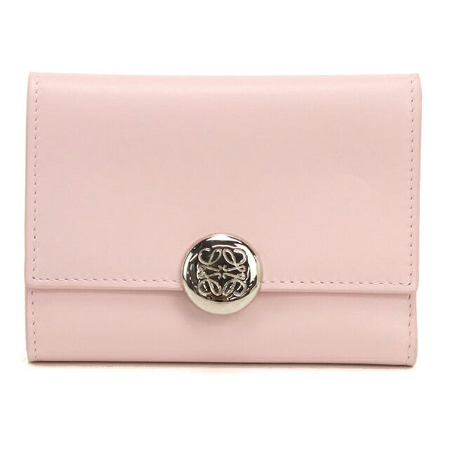 中古 ロエベ 三つ折り財布 三折財布 レディース ブランド LOEWE ペブル バーティカルウォレット スモール CANBS33X01 ピンク USDLO115254011
