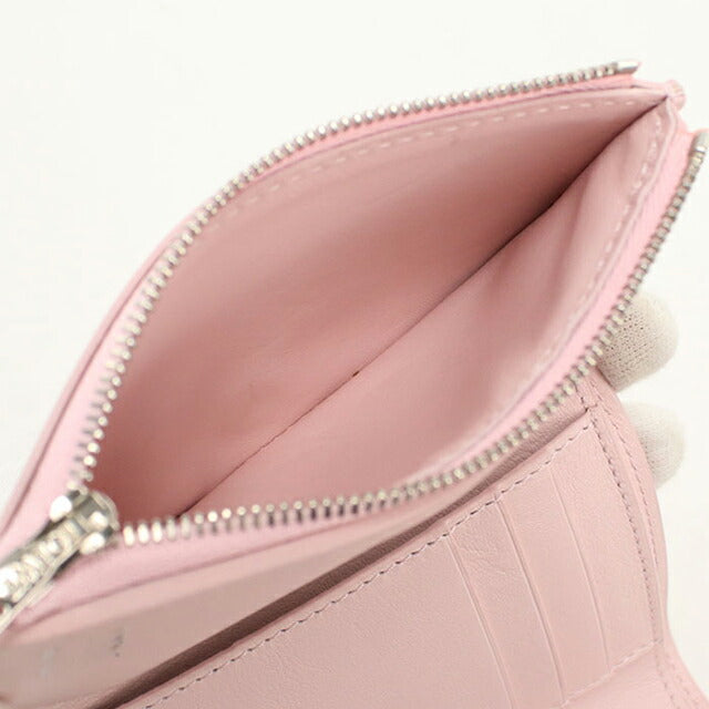 中古 ロエベ 三つ折り財布 三折財布 レディース ブランド LOEWE ペブル バーティカルウォレット スモール CANBS33X01 ピンク USDLO115254011