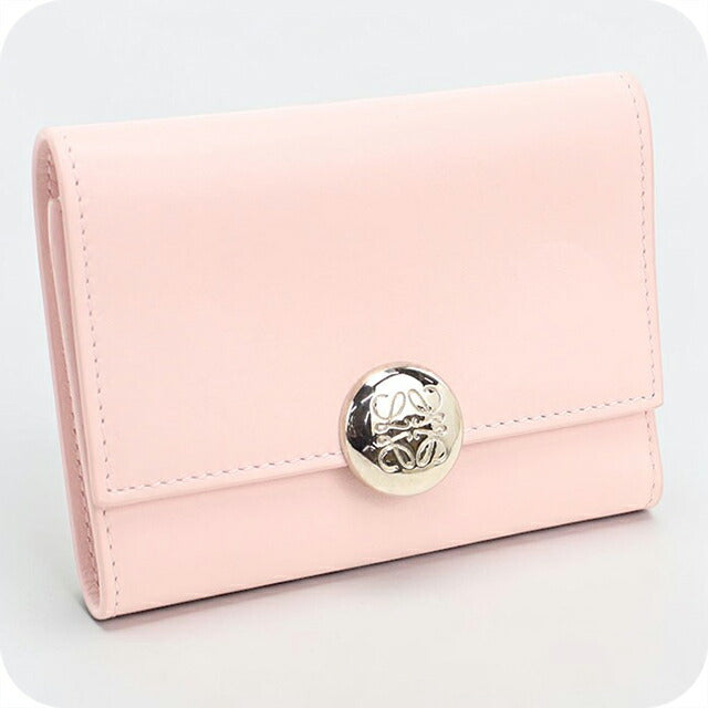 中古 ロエベ 三つ折り財布 三折財布 レディース ブランド LOEWE ペブル バーティカルウォレット スモール CANBS33X01 ピンク USDLO115254011