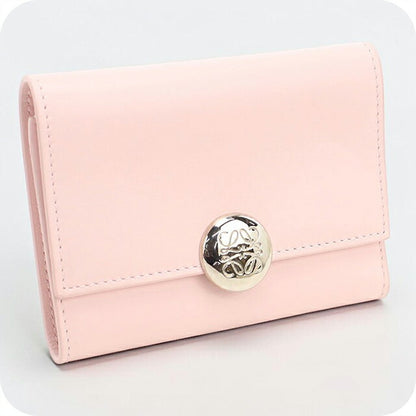 中古 ロエベ 三つ折り財布 三折財布 レディース ブランド LOEWE ペブル バーティカルウォレット スモール CANBS33X01 ピンク USDLO115254011