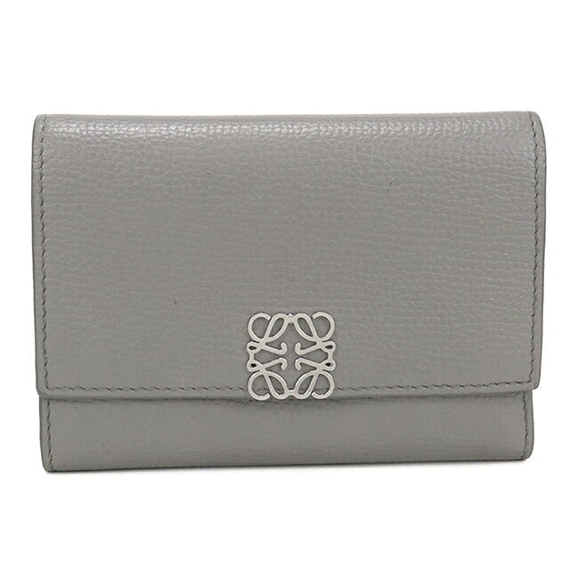 中古 ロエベ 三つ折り財布 三折財布 コンパクト レディース ブランド LOEWE アナグラム バーティカル ウォレット スモール C821S33X12 グレー USDLO115836011