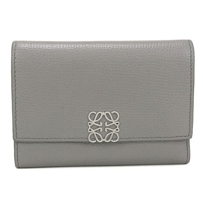 中古 ロエベ 三つ折り財布 三折財布 コンパクト レディース ブランド LOEWE アナグラム バーティカル ウォレット スモール C821S33X12 グレー USDLO115836011