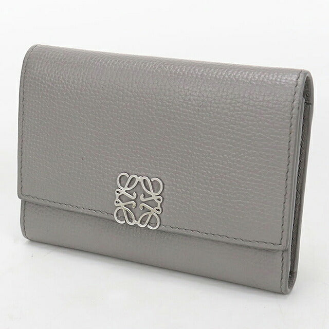 中古 ロエベ 三つ折り財布 三折財布 コンパクト レディース ブランド LOEWE アナグラム バーティカル ウォレット スモール C821S33X12 グレー USDLO115836011
