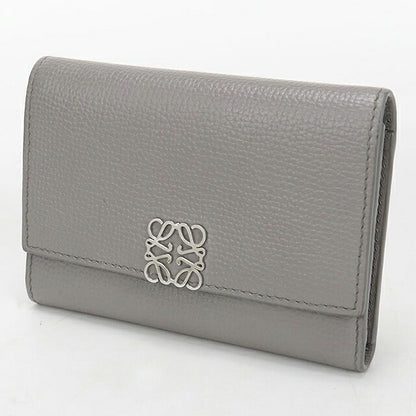 中古 ロエベ 三つ折り財布 三折財布 コンパクト レディース ブランド LOEWE アナグラム バーティカル ウォレット スモール C821S33X12 グレー USDLO115836011