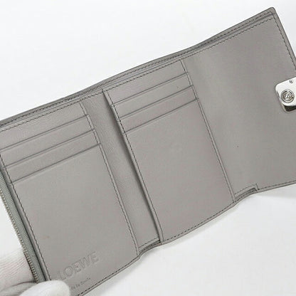 中古 ロエベ 三つ折り財布 三折財布 コンパクト レディース ブランド LOEWE アナグラム バーティカル ウォレット スモール C821S33X12 グレー USDLO115836011