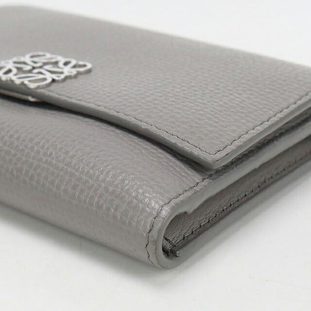 中古 ロエベ 三つ折り財布 三折財布 コンパクト レディース ブランド LOEWE アナグラム バーティカル ウォレット スモール C821S33X12 グレー USDLO115836011