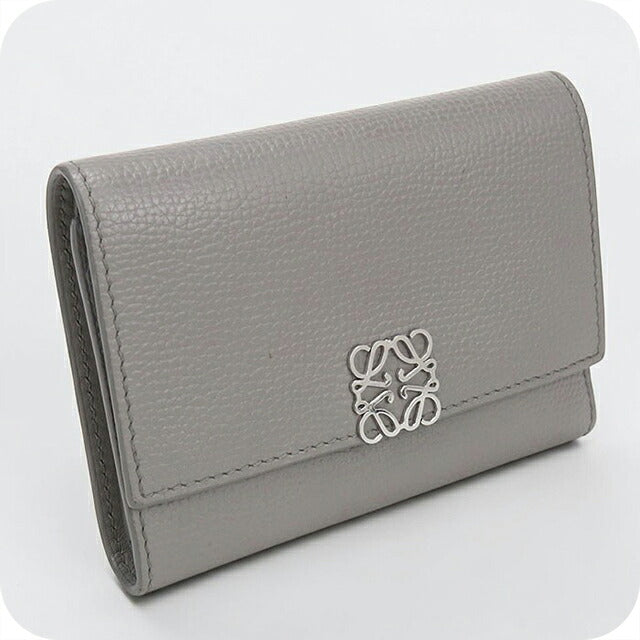 中古 ロエベ 三つ折り財布 三折財布 コンパクト レディース ブランド LOEWE アナグラム バーティカル ウォレット スモール C821S33X12 グレー USDLO115836011