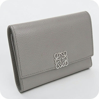 中古 ロエベ 三つ折り財布 三折財布 コンパクト レディース ブランド LOEWE アナグラム バーティカル ウォレット スモール C821S33X12 グレー USDLO115836011