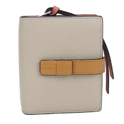 中古 ロエベ 二つ折り財布 二折財布 コンパクト レディース ブランド LOEWE アナグラム コンパクト ジップウォレット C660Z41X02 ベージュ USDLO115871011