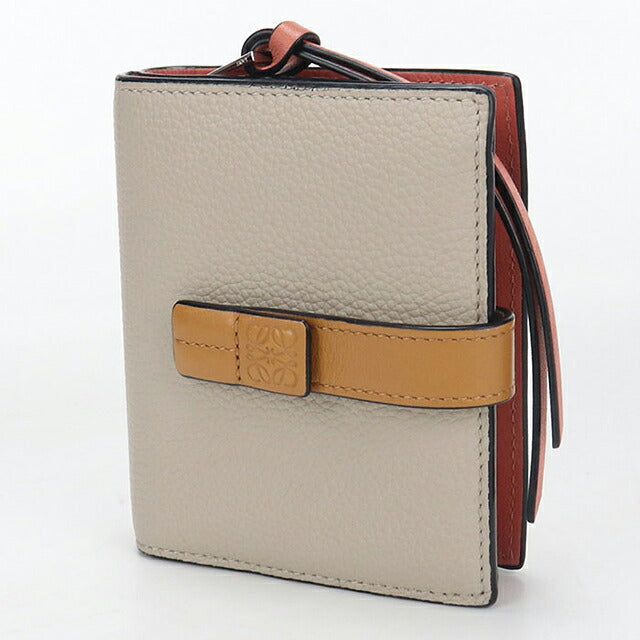 中古 ロエベ 二つ折り財布 二折財布 コンパクト レディース ブランド LOEWE アナグラム コンパクト ジップウォレット C660Z41X02 ベージュ USDLO115871011