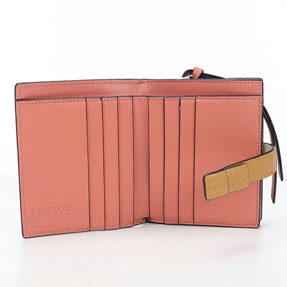 中古 ロエベ 二つ折り財布 二折財布 コンパクト レディース ブランド LOEWE アナグラム コンパクト ジップウォレット C660Z41X02 ベージュ USDLO115871011