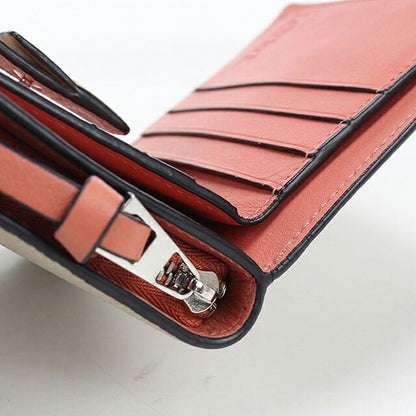 中古 ロエベ 二つ折り財布 二折財布 コンパクト レディース ブランド LOEWE アナグラム コンパクト ジップウォレット C660Z41X02 ベージュ USDLO115871011