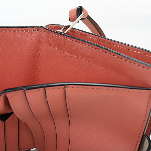 中古 ロエベ 二つ折り財布 二折財布 コンパクト レディース ブランド LOEWE アナグラム コンパクト ジップウォレット C660Z41X02 ベージュ USDLO115871011