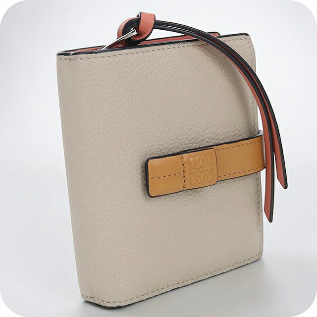 中古 ロエベ 二つ折り財布 二折財布 コンパクト レディース ブランド LOEWE アナグラム コンパクト ジップウォレット C660Z41X02 ベージュ USDLO115871011