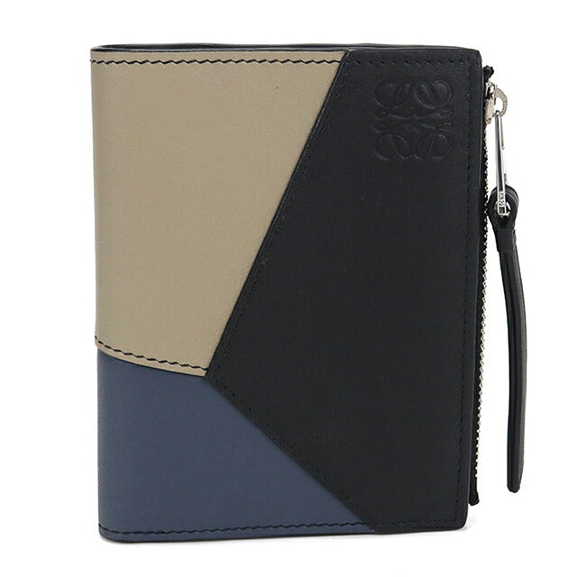 中古 ロエベ 二つ折り財布 二折財布 コンパクト メンズ ブランド LOEWE パズル スリム　コンパクト　ウォレット C510W73X09 ブラック USDLO115872011