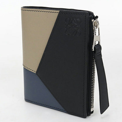 中古 ロエベ 二つ折り財布 二折財布 コンパクト メンズ ブランド LOEWE パズル スリム　コンパクト　ウォレット C510W73X09 ブラック USDLO115872011