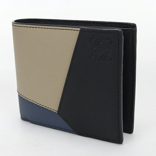 中古 ロエベ 二つ折り財布 二折財布 コンパクト メンズ ブランド LOEWE パズル バイフォールド　コインウォレット C510501X15 ブラック USDLO115873011