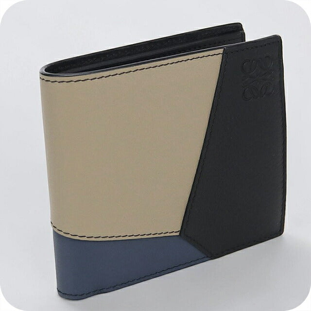 中古 ロエベ 二つ折り財布 二折財布 コンパクト メンズ ブランド LOEWE パズル バイフォールド　コインウォレット C510501X15 ブラック USDLO115873011