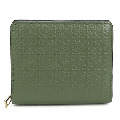 中古 ロエベ 二つ折り財布 二折財布 コンパクト レディース ブランド LOEWE リピートアナグラム グリーン USDLO115983011