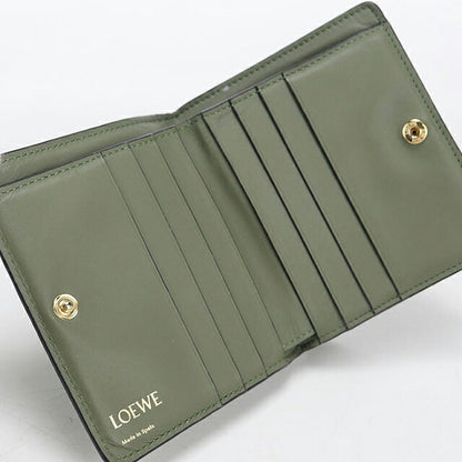 中古 ロエベ 二つ折り財布 二折財布 コンパクト レディース ブランド LOEWE リピートアナグラム グリーン USDLO115983011