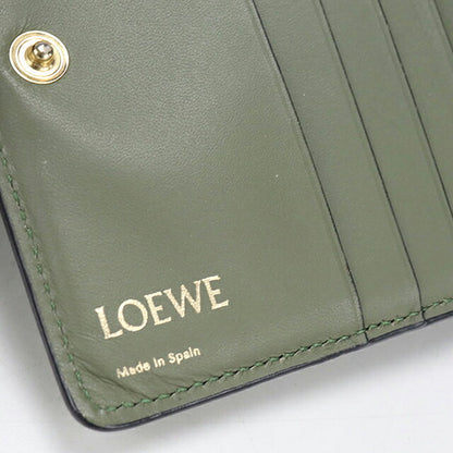 中古 ロエベ 二つ折り財布 二折財布 コンパクト レディース ブランド LOEWE リピートアナグラム グリーン USDLO115983011